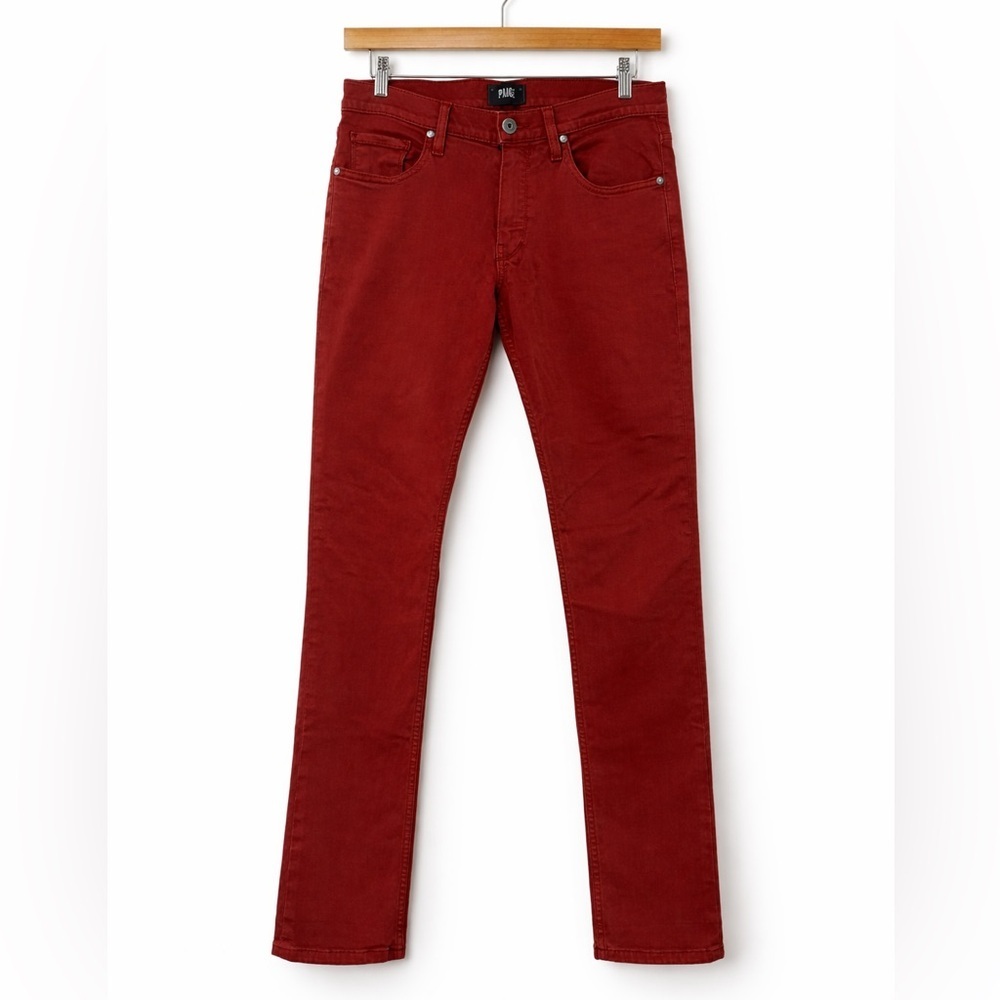 PAIGE Federal Slim Straight Jeans 31x33 Brick Red Made in USA